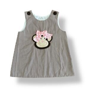 Castles and Crowns Gingham Monkey Dress girls Size 5 Brown Pink